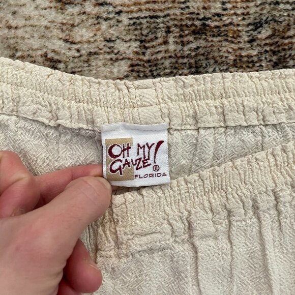 Oh My Gauze Boho Pull On Pant Womens Size 2XL-3XL Ivory Wide Leg Cotton Vintage - Picture 4 of 10